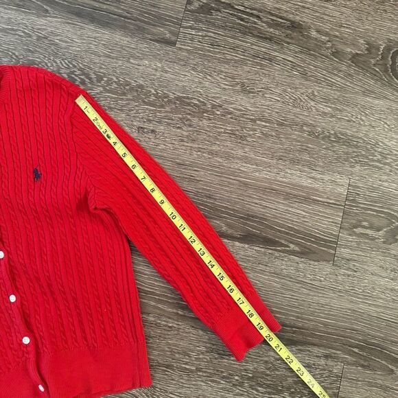 Ralph Lauren Red Cable Knit Cardigan - Picture 6 of 7